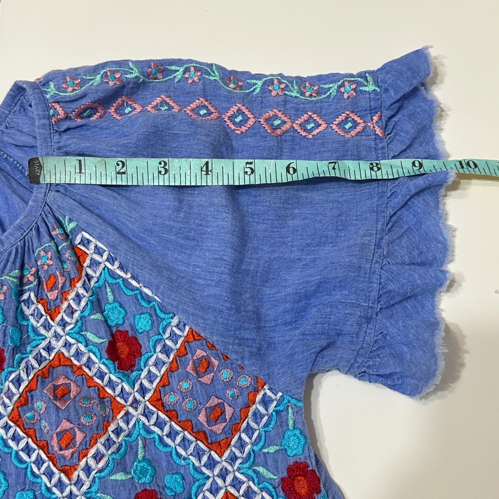 LulaLife Embroidered Dress Womens Small Blue Bohemian Mumu Vacation House Dress - Picture 12 of 13